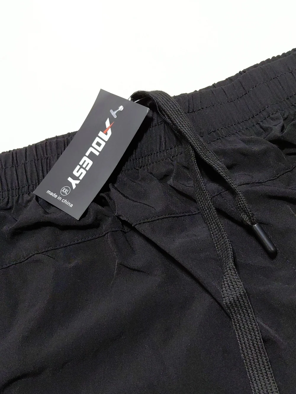 AOLESY Men's Black Athletic Shorts with  Side Zipper Pocket Size XXL